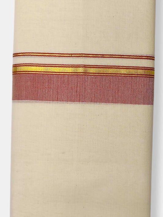 Balaramapuram Handloom Double Mundu Pure Cotton with Gray Border