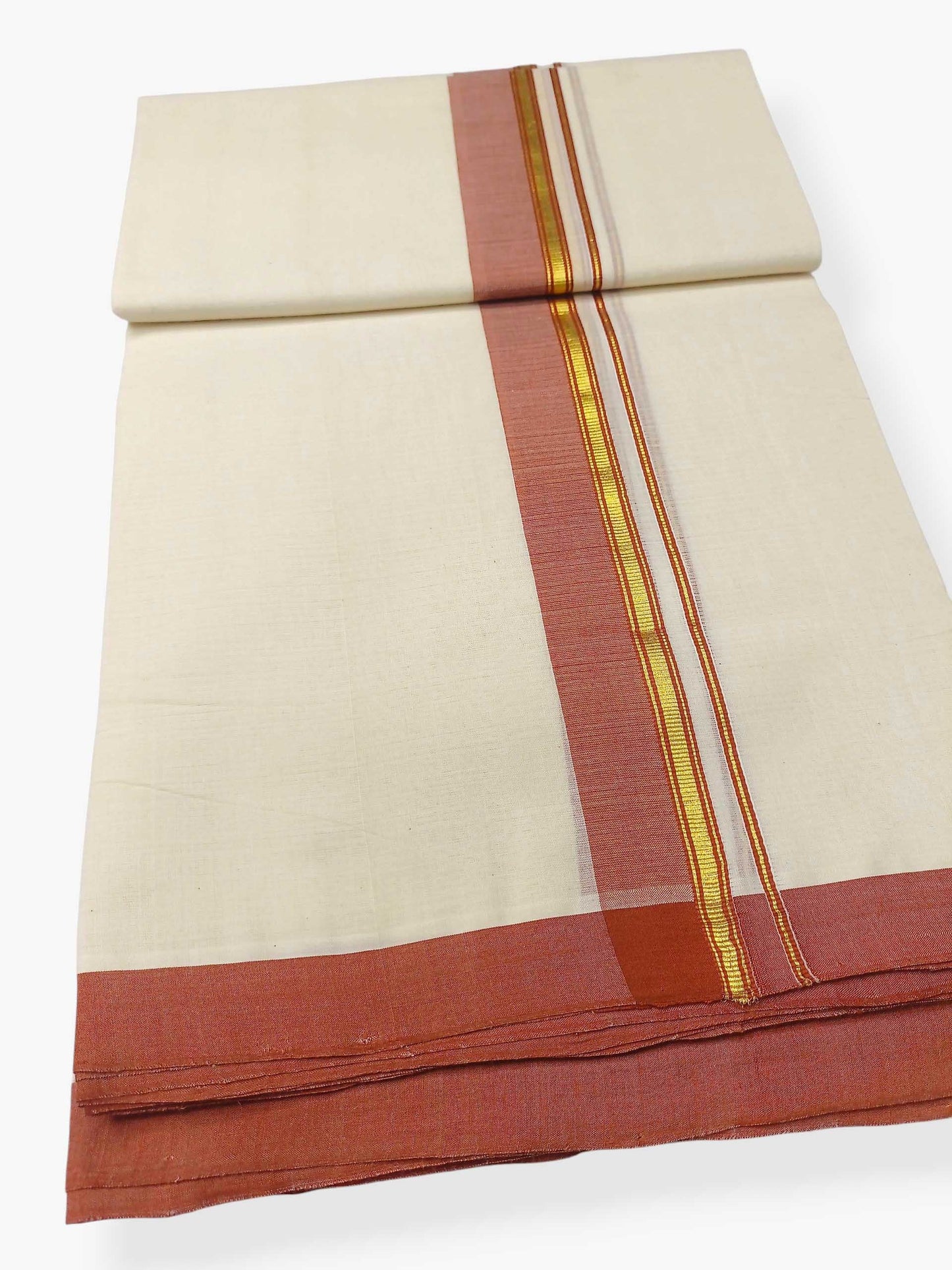 Balaramapuram Handloom Double Mundu Pure Cotton with Gray Border