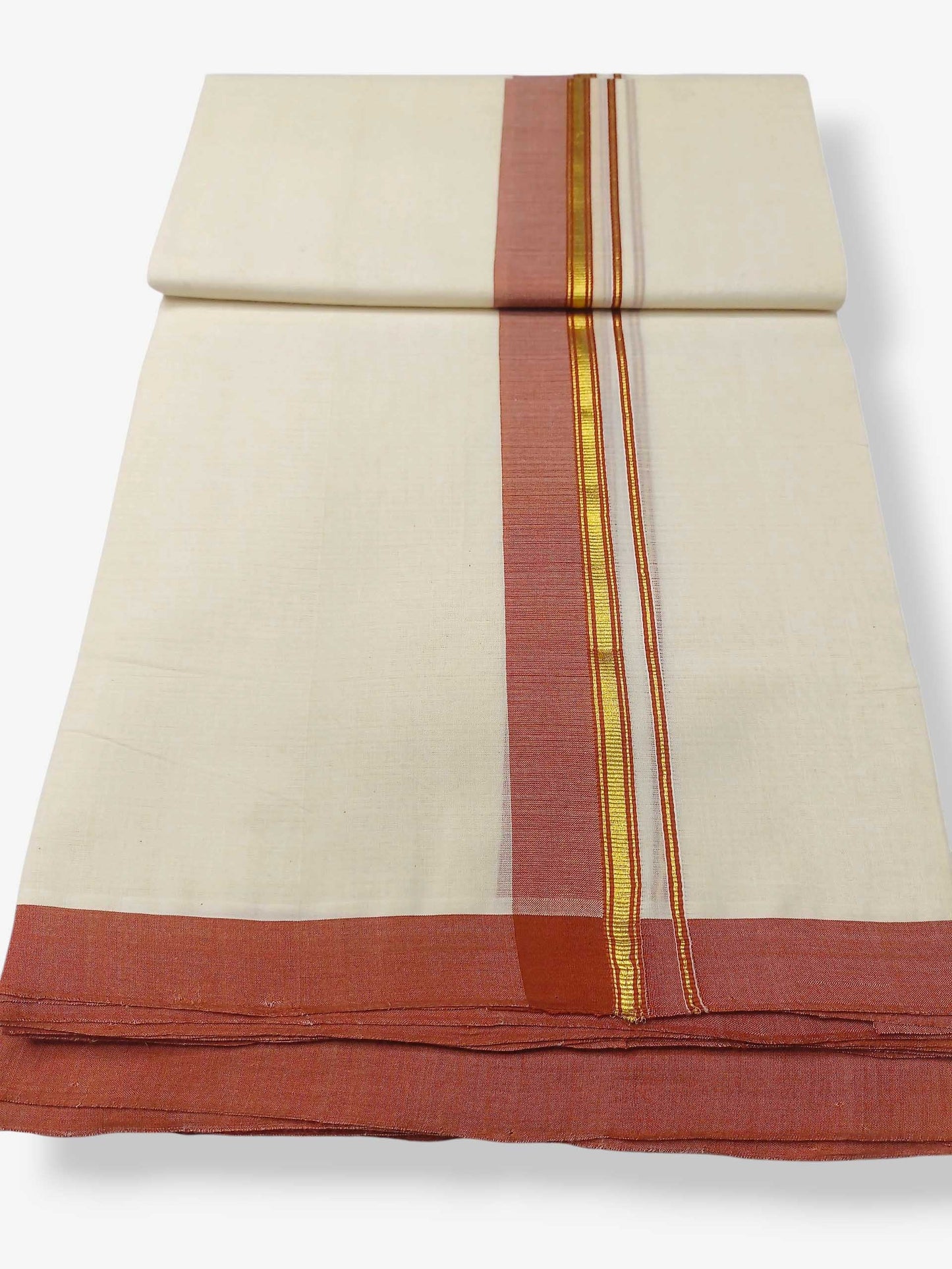 Balaramapuram Handloom Double Mundu Pure Cotton with Gray Border