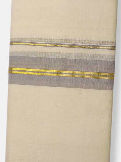 Balaramapuram Handloom Double Mundu Pure Cotton with Green Border