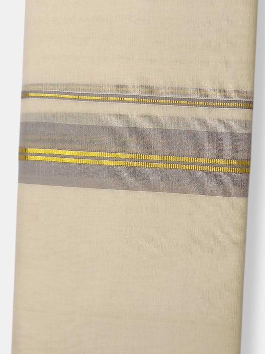 Balaramapuram Handloom Double Mundu Pure Cotton with Green Border