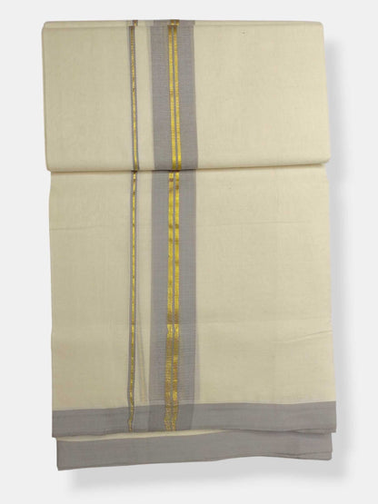 Balaramapuram Handloom Double Mundu Pure Cotton with Green Border