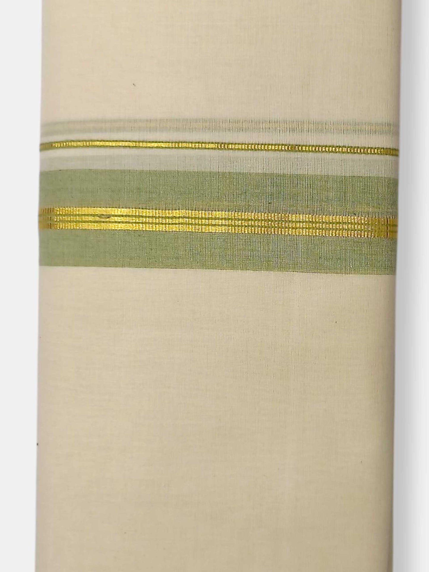 Balaramapuram Handloom Double Mundu Pure Cotton with Green Border