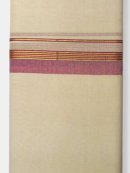 Balaramapuram Handloom Double Mundu Pure Cotton with Red Border