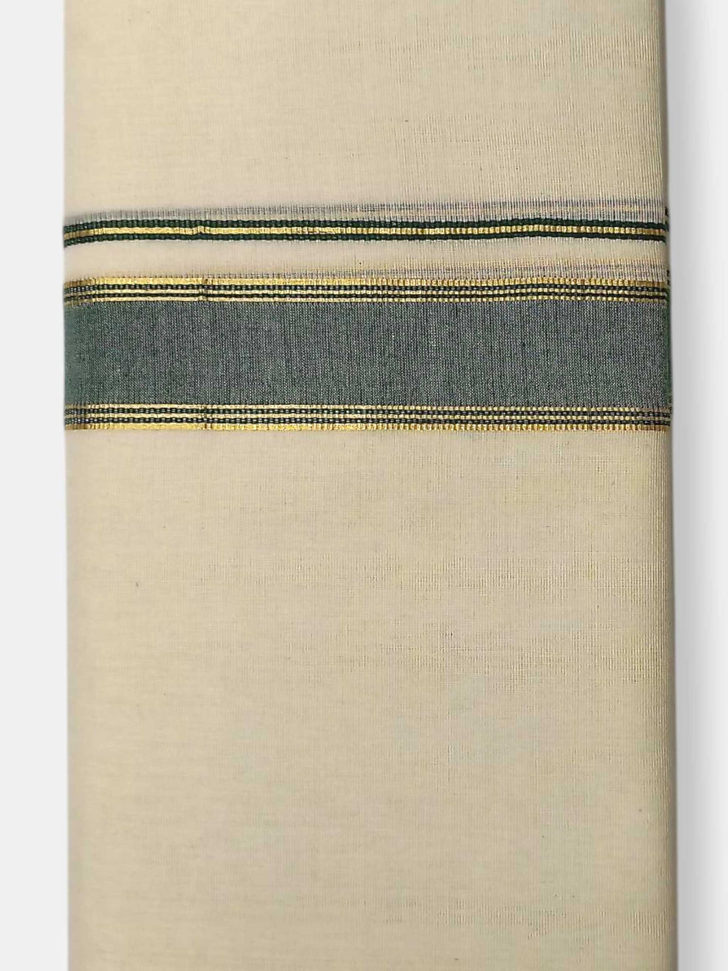 Balaramapuram Handloom Double Mundu Pure Cotton with Green Border