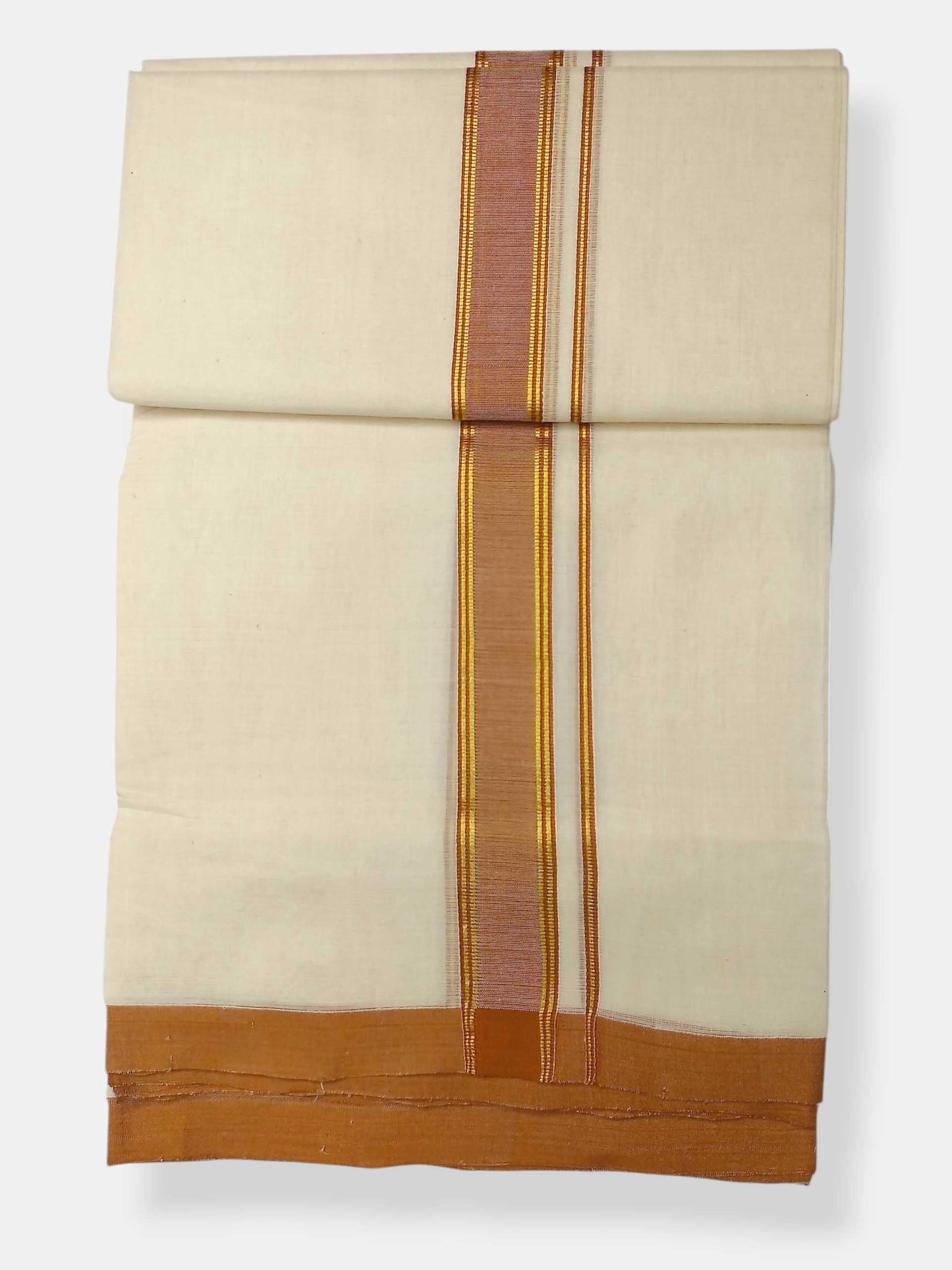 Balaramapuram Handloom Double Mundu Pure Cotton with Yellow Border