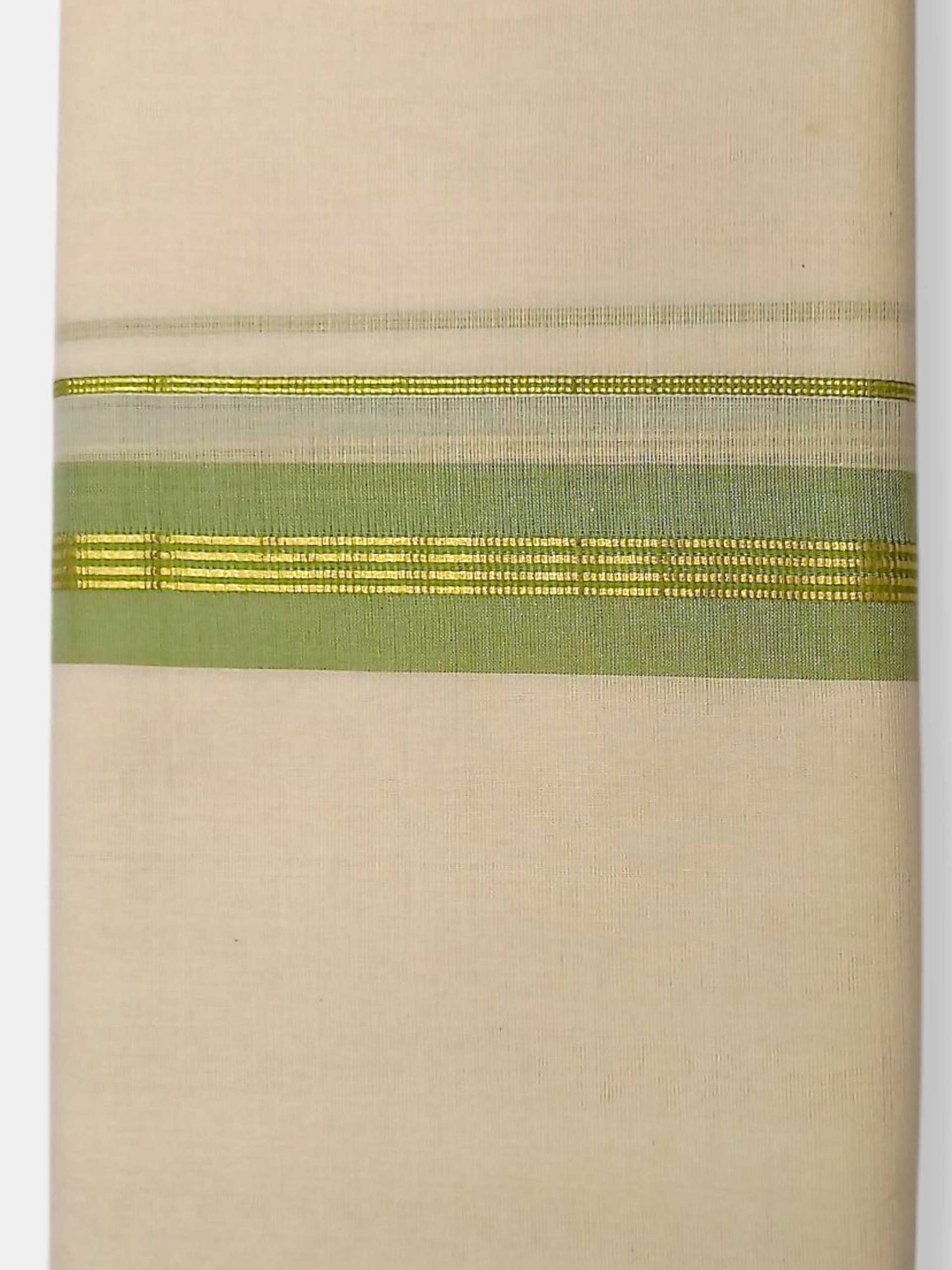 Balaramapuram Handloom Double Mundu Pure Cotton with Green Border