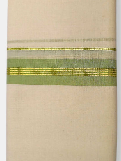Balaramapuram Handloom Double Mundu Pure Cotton with Green Border