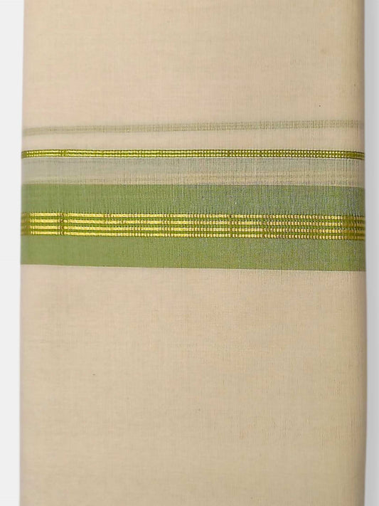 Balaramapuram Handloom Double Mundu Pure Cotton with Green Border