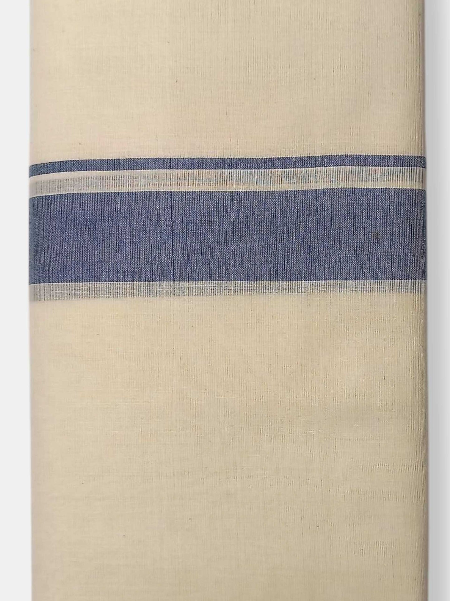 Balaramapuram Handloom Double Mundu Pure Cotton with Blue Border