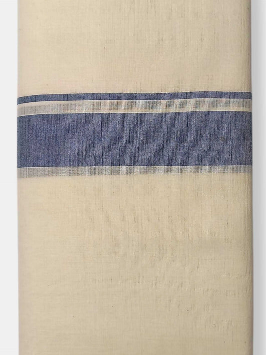 Balaramapuram Handloom Double Mundu Pure Cotton with Blue Border