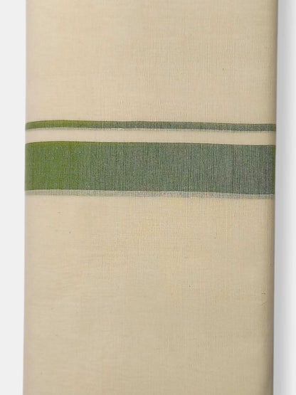 Balaramapuram Handloom Double Mundu Pure Cotton with Green Border