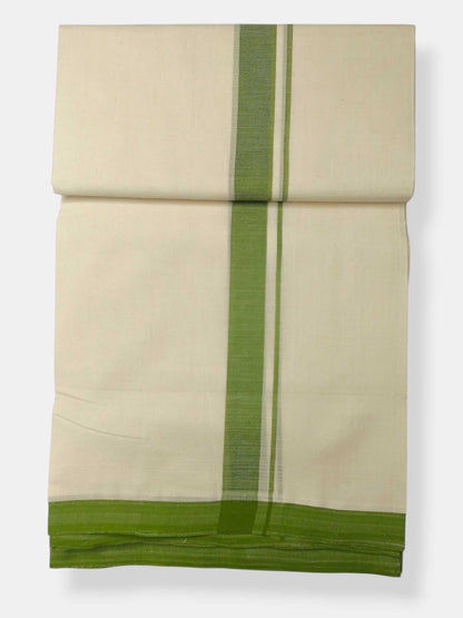 Balaramapuram Handloom Double Mundu Pure Cotton with Green Border