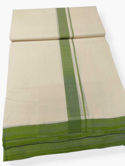 Balaramapuram Handloom Double Mundu Pure Cotton with Green Border