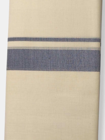 Balaramapuram Handloom Double Mundu Pure Cotton with Blue Border