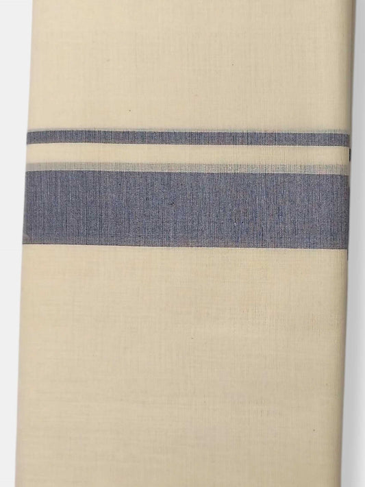Balaramapuram Handloom Double Mundu Pure Cotton with Blue Border