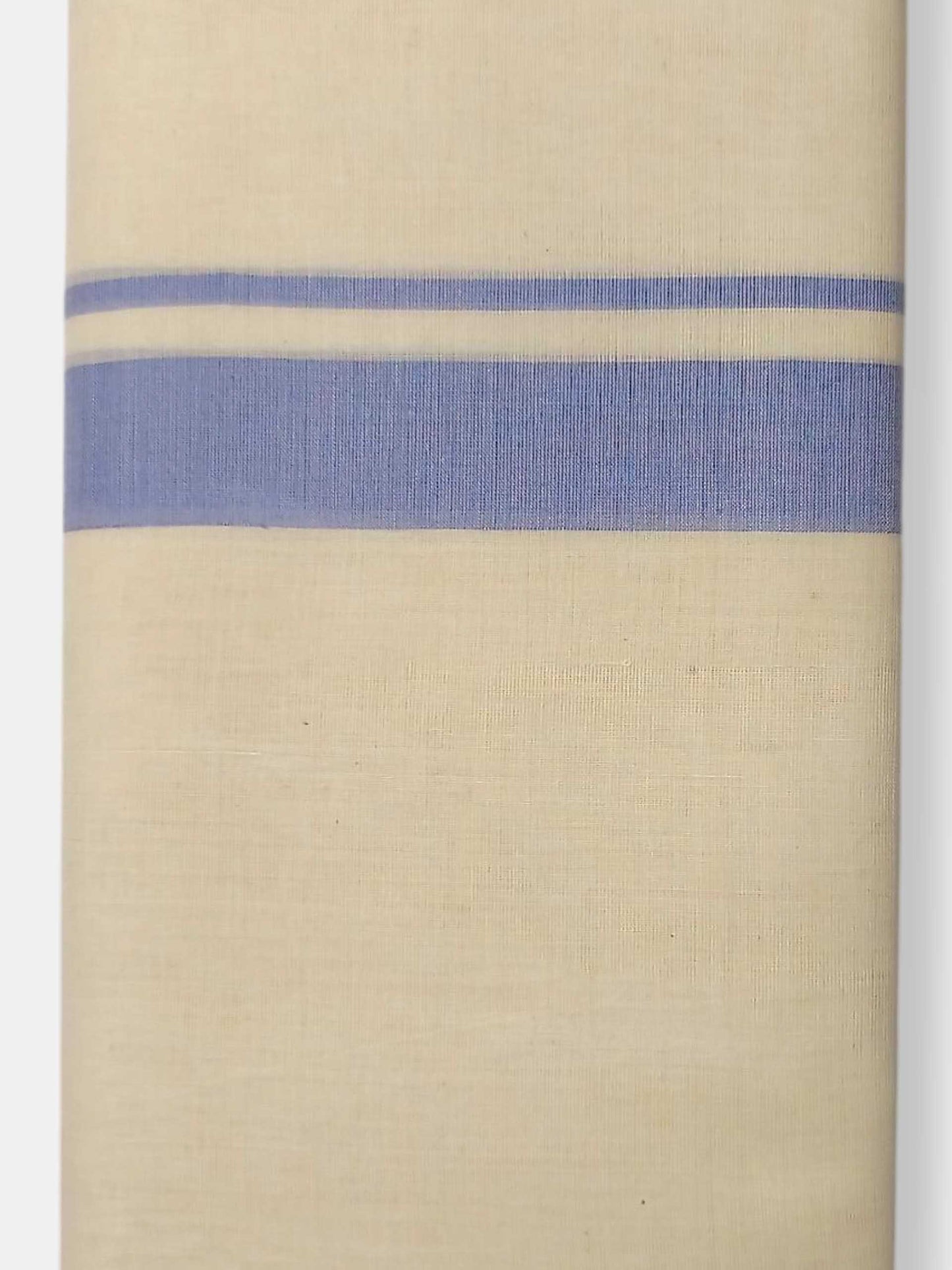 Balaramapuram Handloom Double Mundu Pure Cotton with Blue Border