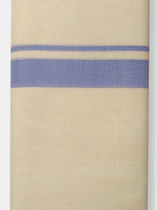 Balaramapuram Handloom Double Mundu Pure Cotton with Blue Border