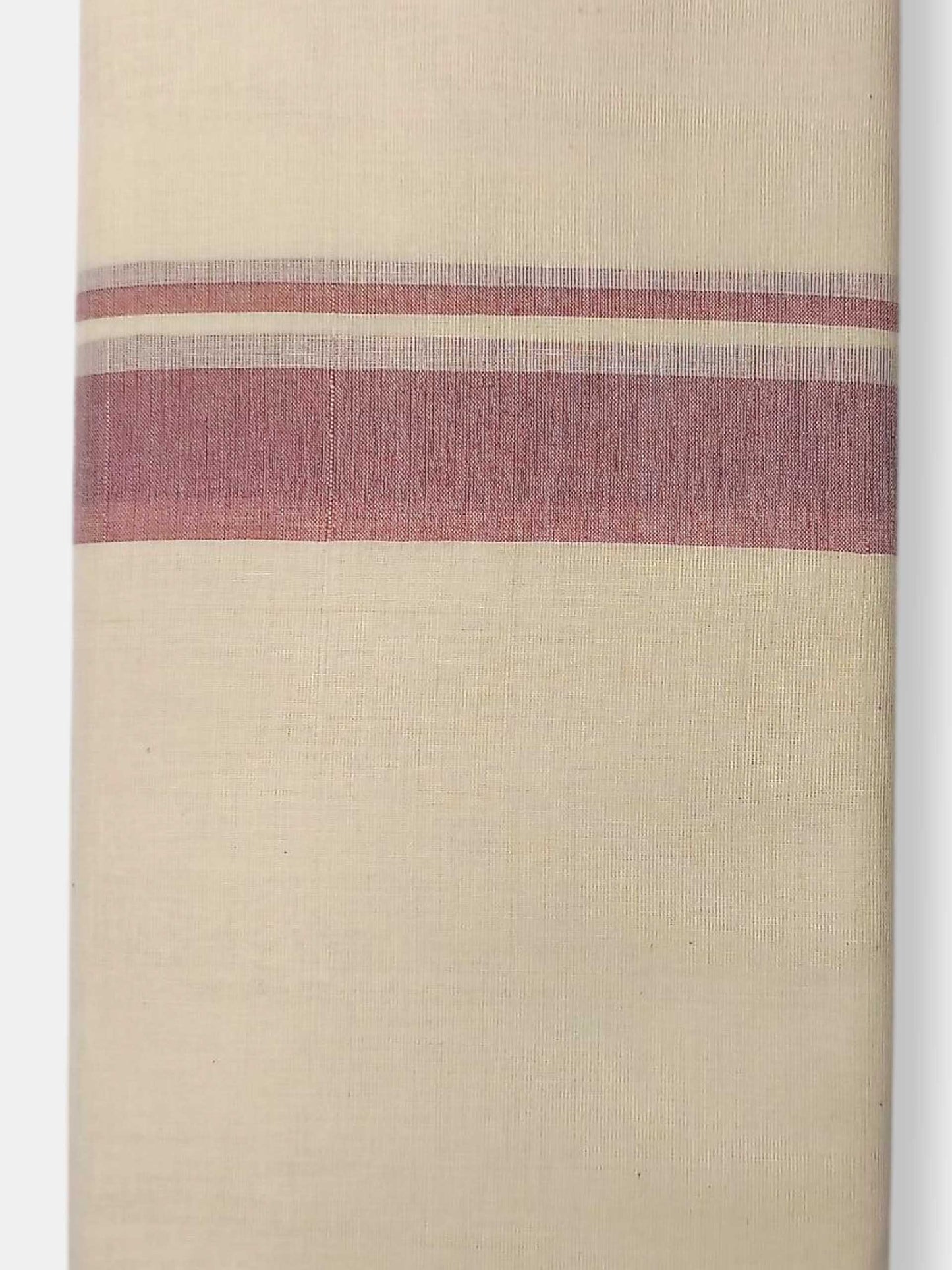 Balaramapuram Handloom Double Mundu Pure Cotton with Rose Border