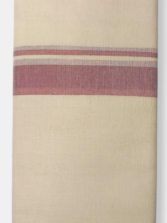Balaramapuram Handloom Double Mundu Pure Cotton with Rose Border