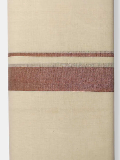 Balaramapuram Handloom Double Mundu Pure Cotton with Brown Border
