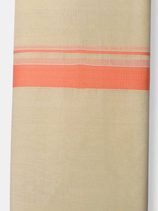 Balaramapuram Handloom Double Mundu Pure Cotton with Orange Border