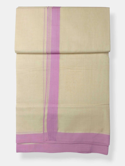 Balaramapuram Handloom Double Mundu Pure Cotton with Rose Border