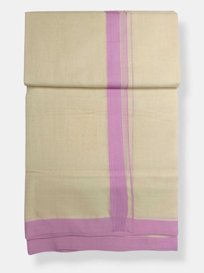 Balaramapuram Handloom Double Mundu Pure Cotton with Rose Border
