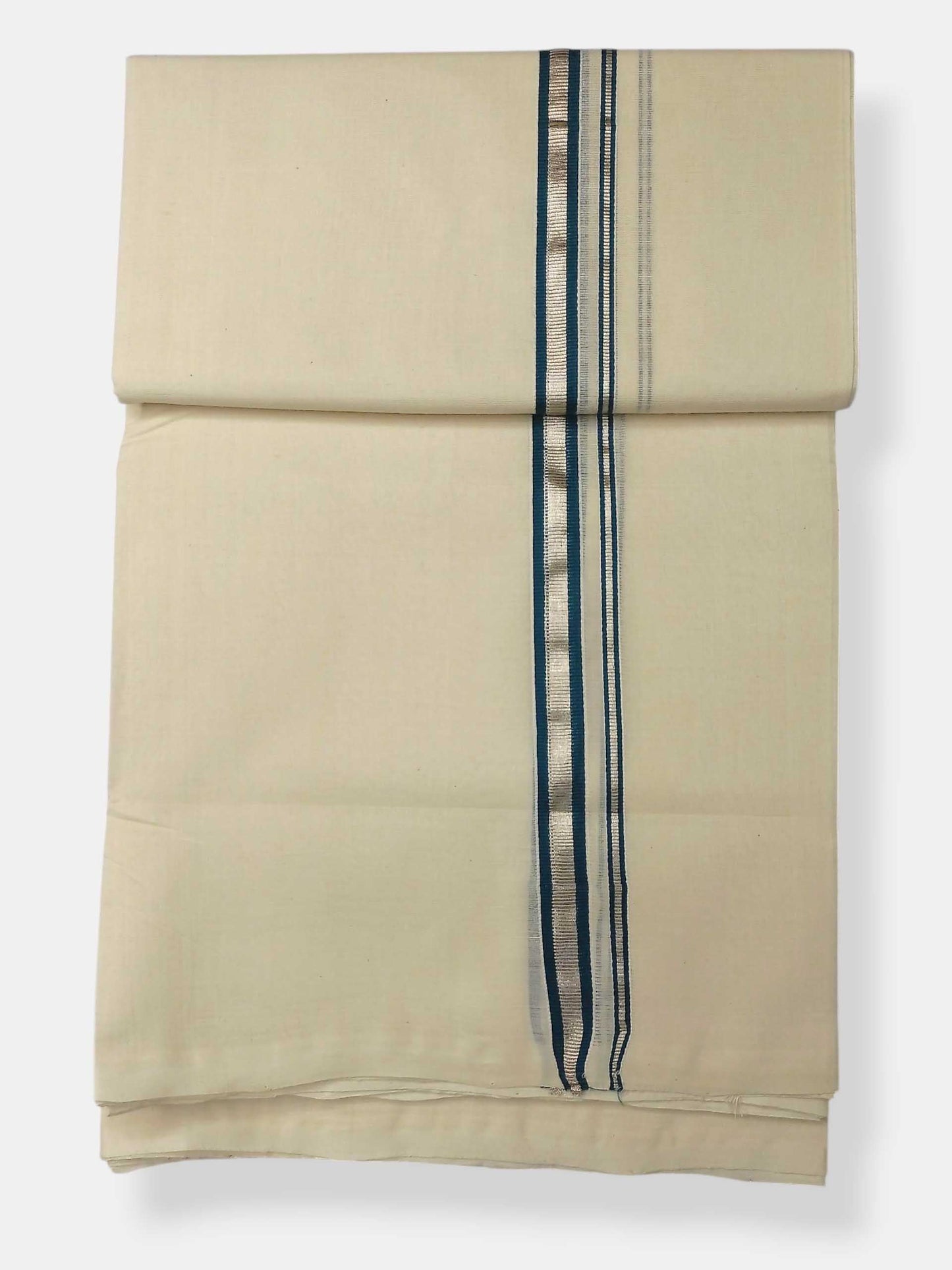 Balaramapuram Handloom Double Mundu Pure Cotton with Green Border