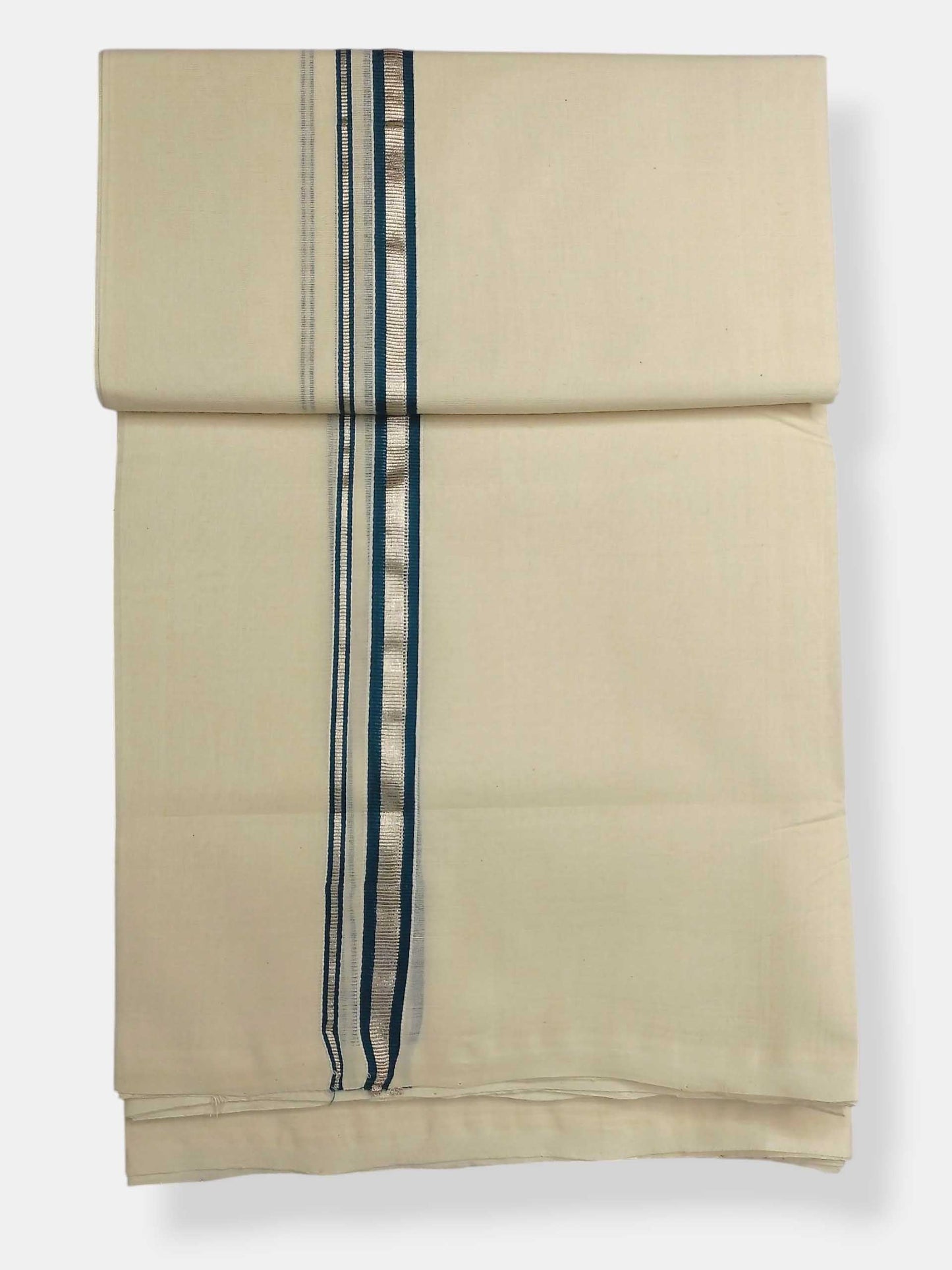 Balaramapuram Handloom Double Mundu Pure Cotton with Green Border