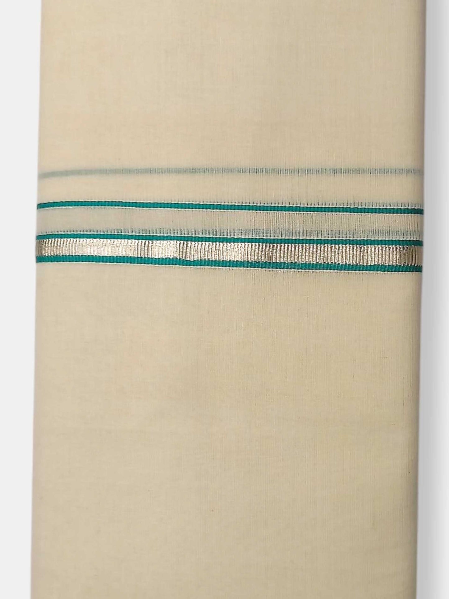 Balaramapuram Handloom Double Mundu Pure Cotton with Green Border