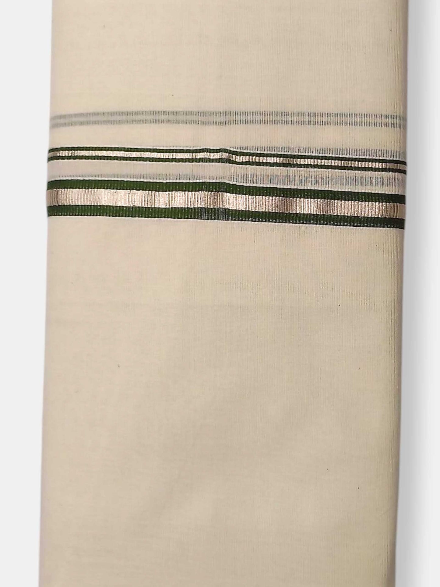 Balaramapuram Handloom Double Mundu Pure Cotton with Green Border