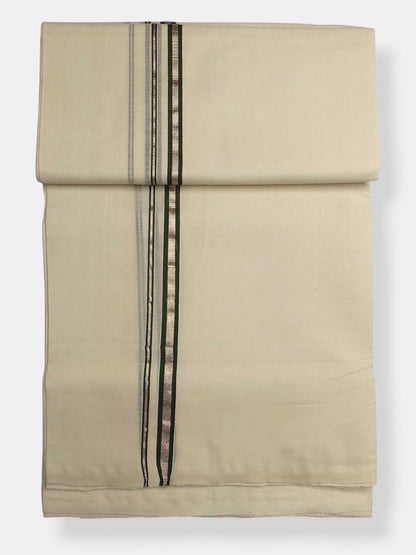 Balaramapuram Handloom Double Mundu Pure Cotton with Green Border