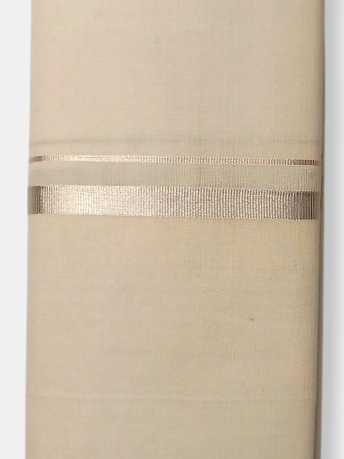 Balaramapuram Handloom Double Mundu Pure Cotton with Silver Border