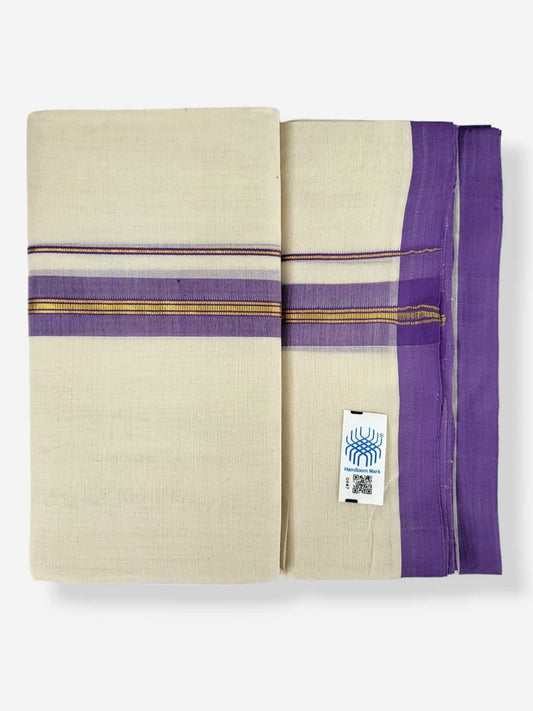  Kerala Balaramapuram Pure Cotton Handloom Mundu/Dhoti 