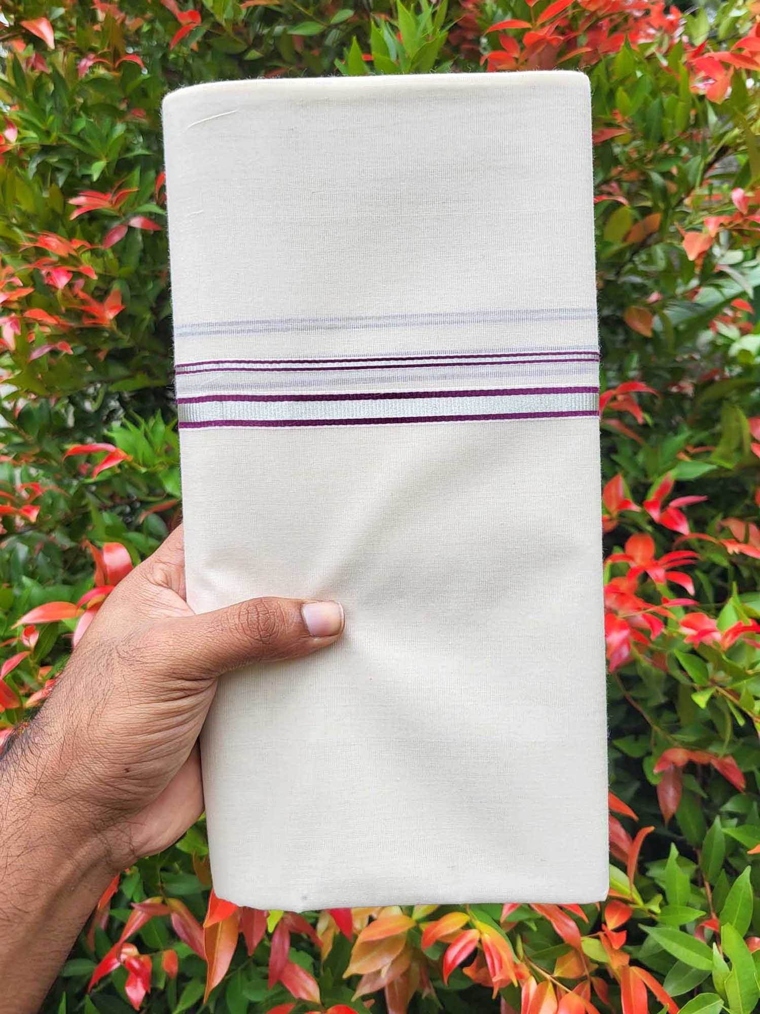  Kerala Balaramapuram Pure Cotton Handloom Mundu/Dhoti 