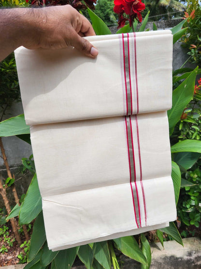  Kerala Balaramapuram Pure Cotton Handloom Mundu/Dhoti 