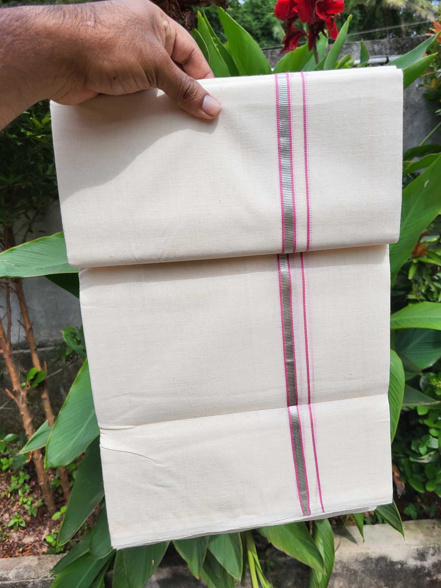  Kerala Balaramapuram Pure Cotton Handloom Mundu/Dhoti 