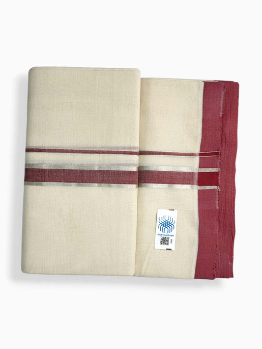  Kerala Balaramapuram Pure Cotton Handloom Mundu/Dhoti 