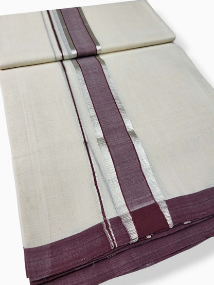  Kerala Balaramapuram Pure Cotton Handloom Mundu/Dhoti 