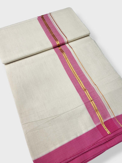  Kerala Balaramapuram Pure Cotton Handloom Mundu/Dhoti 