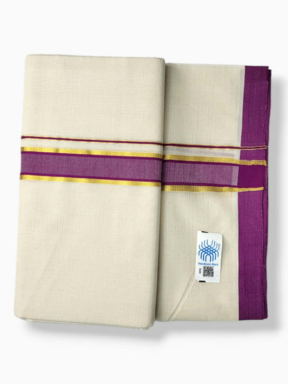  Kerala Balaramapuram Pure Cotton Handloom Mundu/Dhoti 