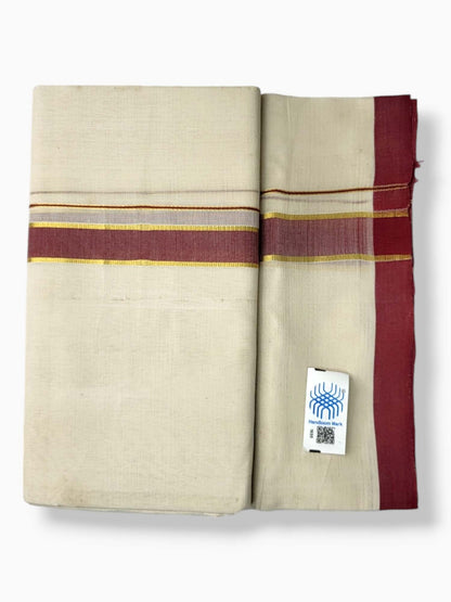  Kerala Balaramapuram Pure Cotton Handloom Mundu/Dhoti 