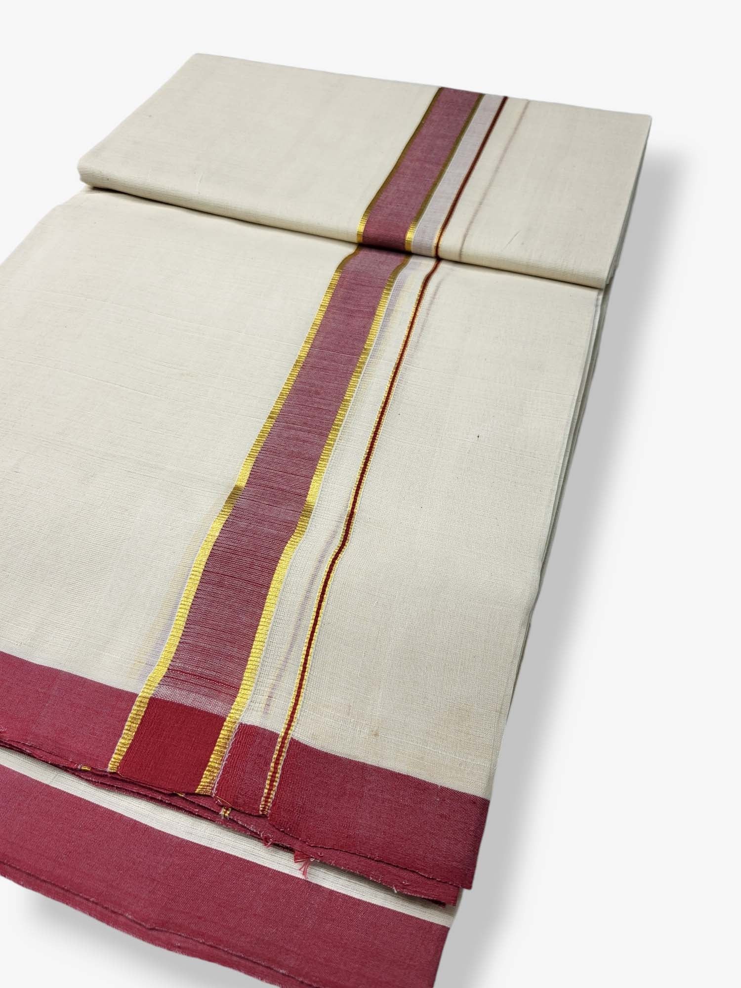  Kerala Balaramapuram Pure Cotton Handloom Mundu/Dhoti 