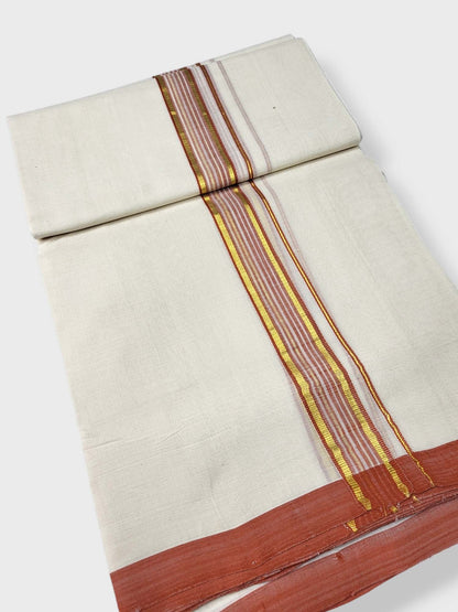  Kerala Balaramapuram Pure Cotton Handloom Mundu/Dhoti 