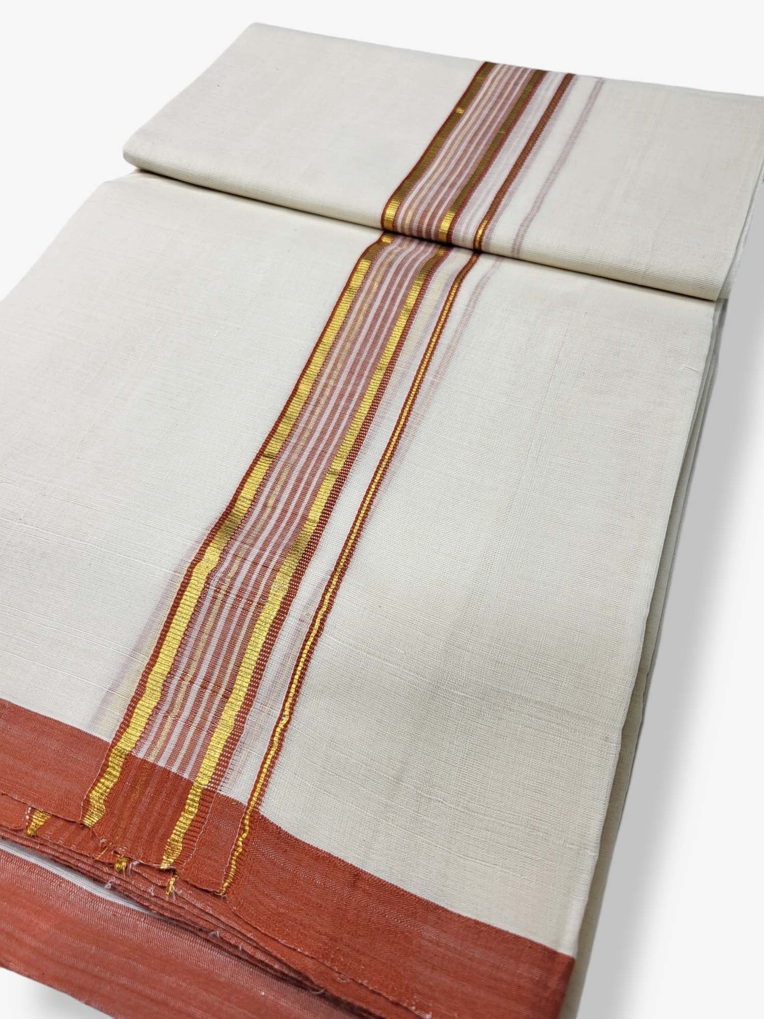  Kerala Balaramapuram Pure Cotton Handloom Mundu/Dhoti 