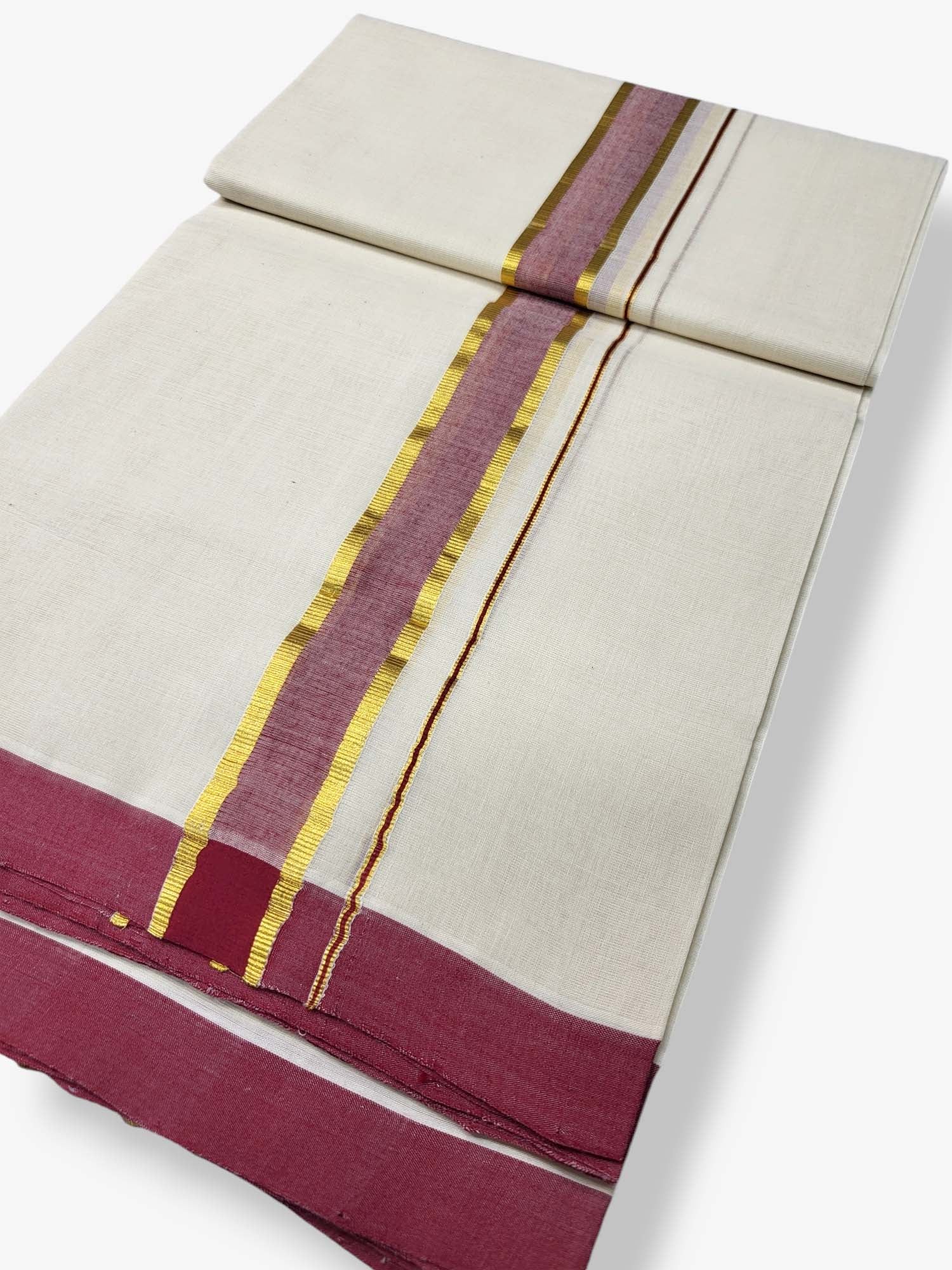  Kerala Balaramapuram Pure Cotton Handloom Mundu/Dhoti 