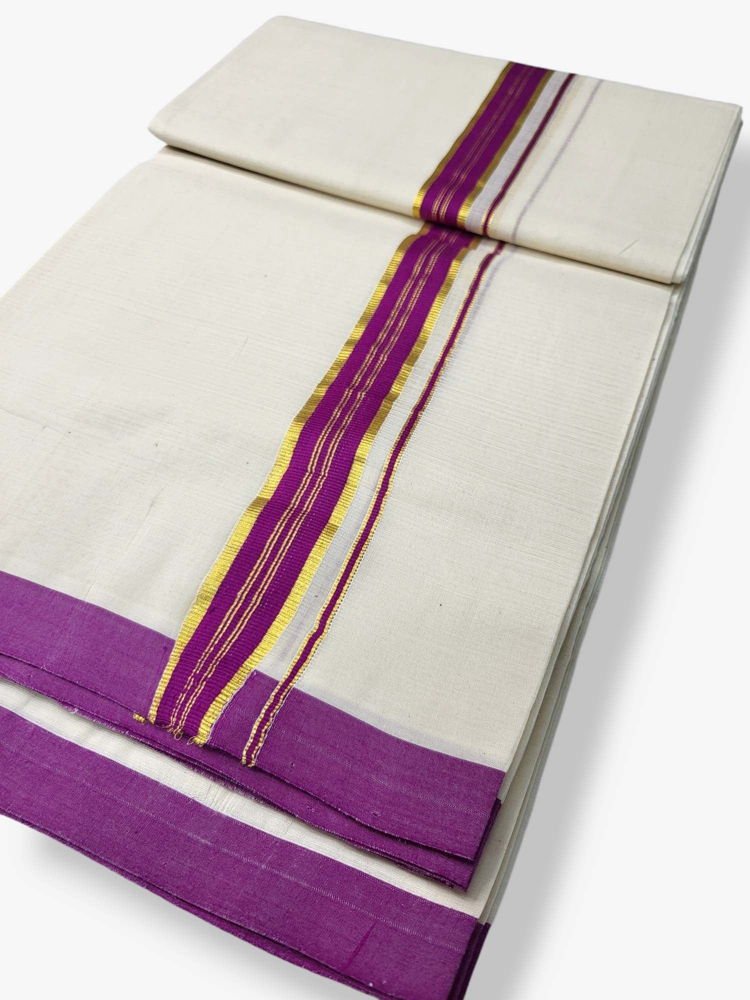  Kerala Balaramapuram Pure Cotton Handloom Mundu/Dhoti 