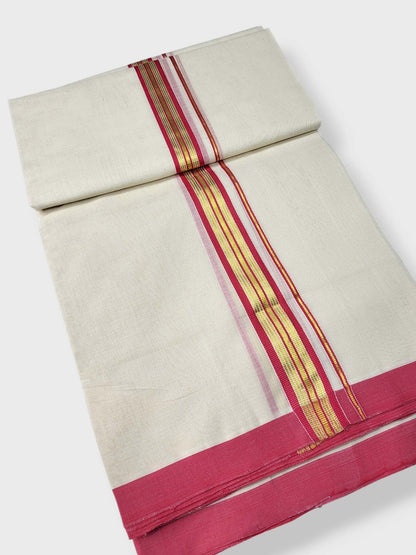  Kerala Balaramapuram Pure Cotton Handloom Mundu/Dhoti 