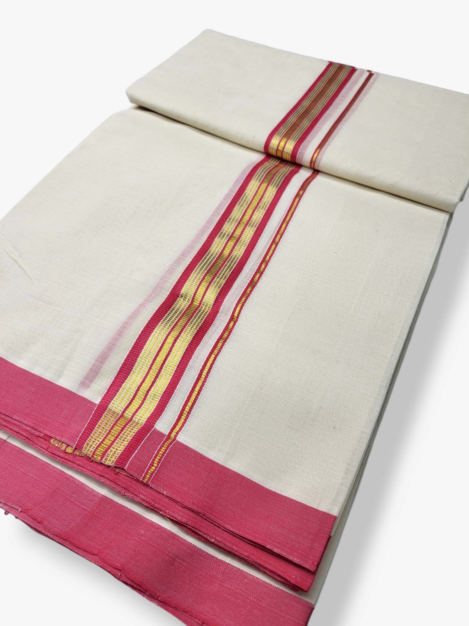  Kerala Balaramapuram Pure Cotton Handloom Mundu/Dhoti 